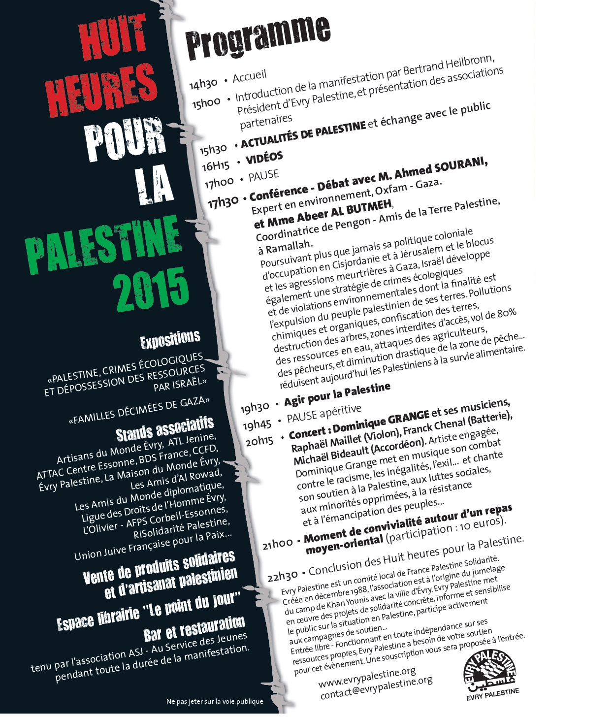 8 heures pour la Palestine Evry 21 novembre 2015